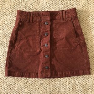 American Eagle Marron Corduroy A-Line Skirt